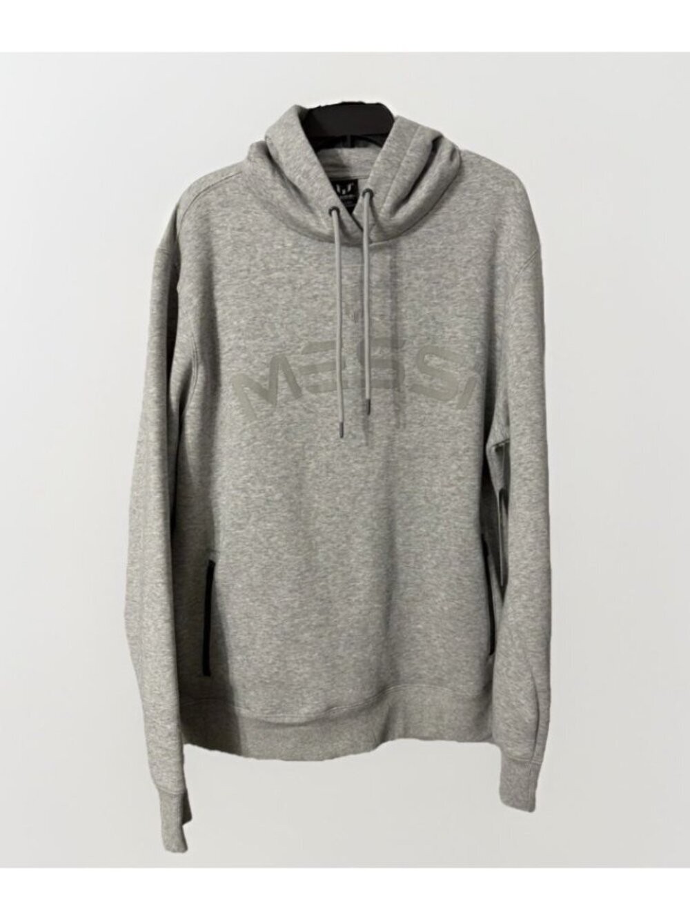 Messi Men's L Gray Pullover Hoodie Graphic Print Long Sleeve Logo Pocket Hooded - Picture 4 of 8